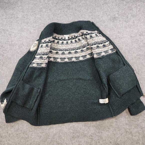 LL Bean Classic Ragg Sweater Womens Medium Full Zip Lambswool Fair Isle Knit - Picture 10 of 13